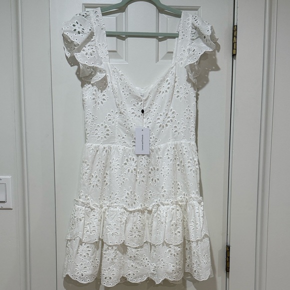 Lovers + Friends White Eyelet Ruffle Mini Dress - Picture 5 of 5